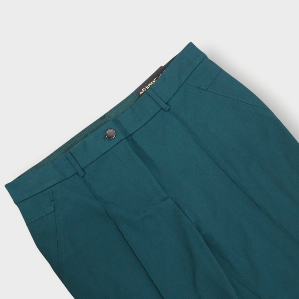 So Slimming Elyse Pants by Chico’s Womens Size 2= L/12 Elastic Waist Wave Green
